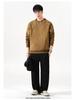 Men's Autumn Heavyweight Minimalist Double-Layer Collar Sweatshirt - Japanese Style, Spliced Round Neck, Trendy Loose Fit