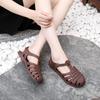 Fashion New Summer Jelly Shoes Woman Leisure Flat Sandals Soft PVC Close Toe Cut-out Girls Student Daily Walking Flats Beach Sandalias