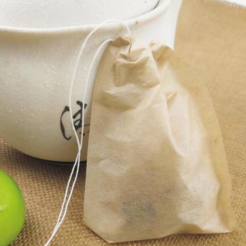 100Pcs/Lot Tea Bag Filter Paper Bags Empty Drawstring Teabags For Herb Tea