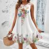 Ärmelloses bedrucktes Kleid Damen Sommer Blume Schmetterling A-Linien-Kleid Urlaub Locker Freizeit Weich