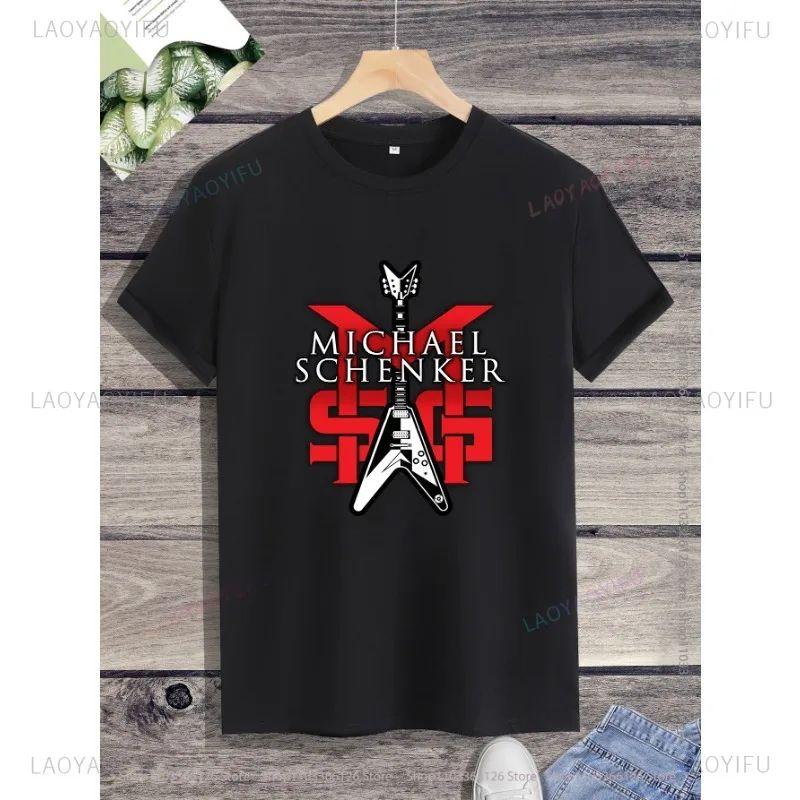 2024 Новые футболки с графикой логотипа группы Michael Schenker Msg Harajuku Унисекс Рубашка Свободный крой Короткий рукав Круглый вырез Досуг Мода S