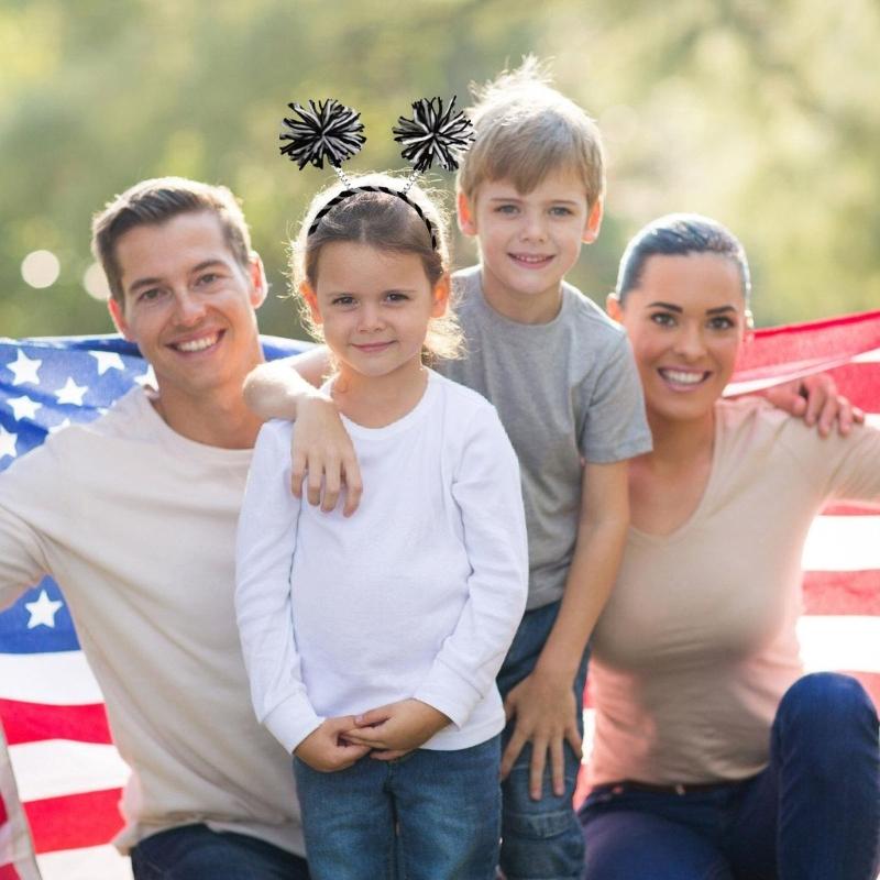 Furry Yarns Hairhoop for Family Gathering 3 Color Pompoms Headpiece Costume Hair Decoration for Casual and Formal Event