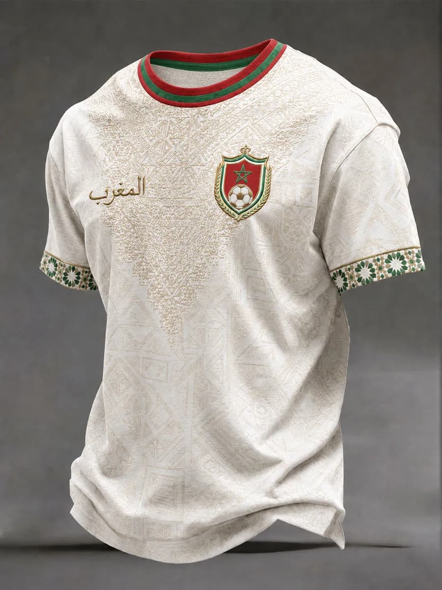 Huiteng14 Zomer Heet Verkocht Gezins Matching Marokko 3D Geprint Kortademig T-shirt Voetbalfan Sneldrogend Ademend Sport T-shirt S