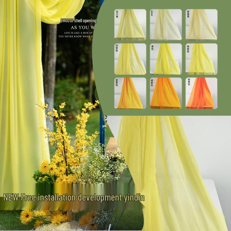 Yellow Chiffon Hanfu Fabric: Semi-Transparent Chinese Style Cloth for Innovative Decor