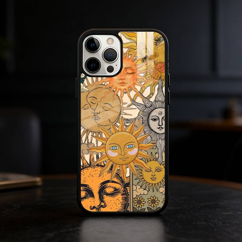 Retro Tarot Sun Moon Stars Phone Case For iPhone 17 16 15 14 13 12 Pro Max Plus for Mirror Wireless Magnetic Cover