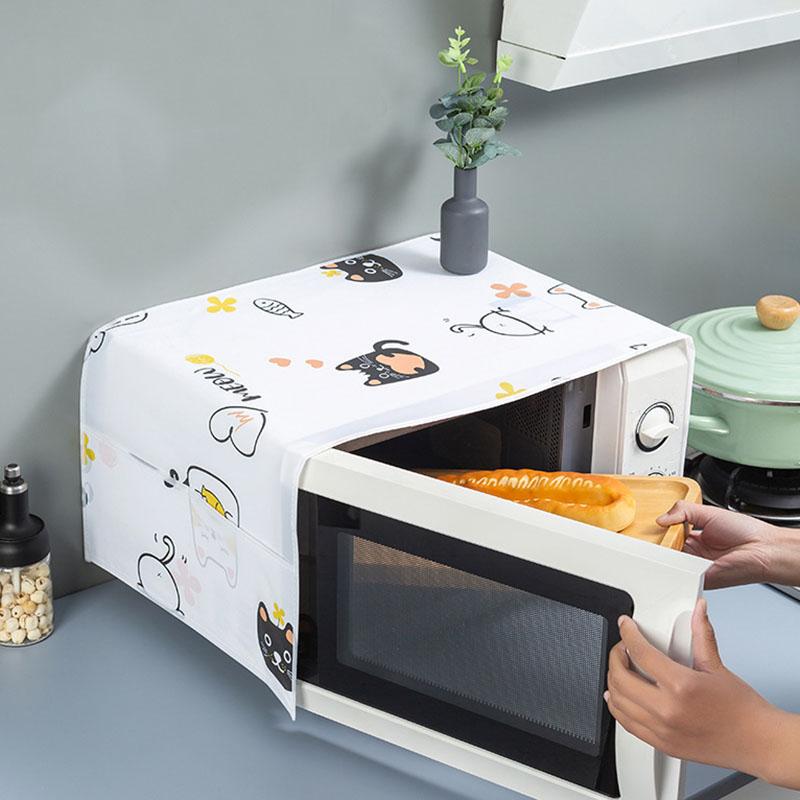 Microwave Dust Cover with Pocket Reusable Microwave Cover with Cartoon Design To Prevent Dust and Fumes in The Kitchen and Home