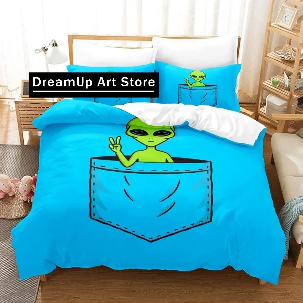 Alien Believe In Yourself Bedding Set Quilt Cover Bed Cover with Pillowcase Twin Single Queen King Size Boys Adult Home Textile