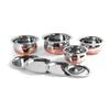 Stainless Steel Copper Bottom Belly Shape 4 Pc Tope/Cookware/Pot Set with Lid 380ML, 500ML, 780ML, 1.1Ltr, (Silver)
