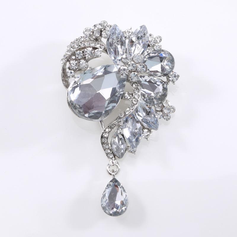 African Exaggerated Personality Colored Large Crystal Glass Brooch Fashion Brooch Women'S Clothing Accessories