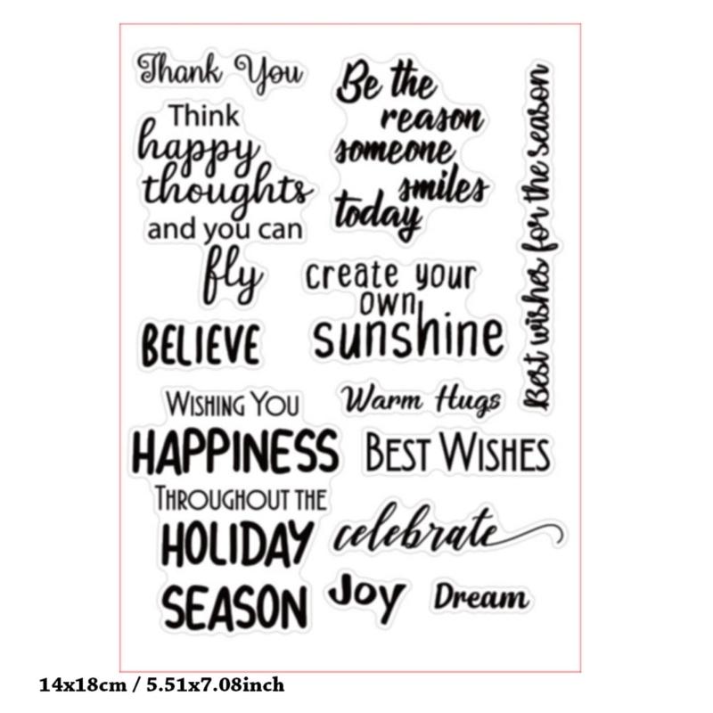 Greeting Words Clear Silicone Stamp Blessing Words Silicone Stamp for Card Making Scrapbooking Photo Album Journal