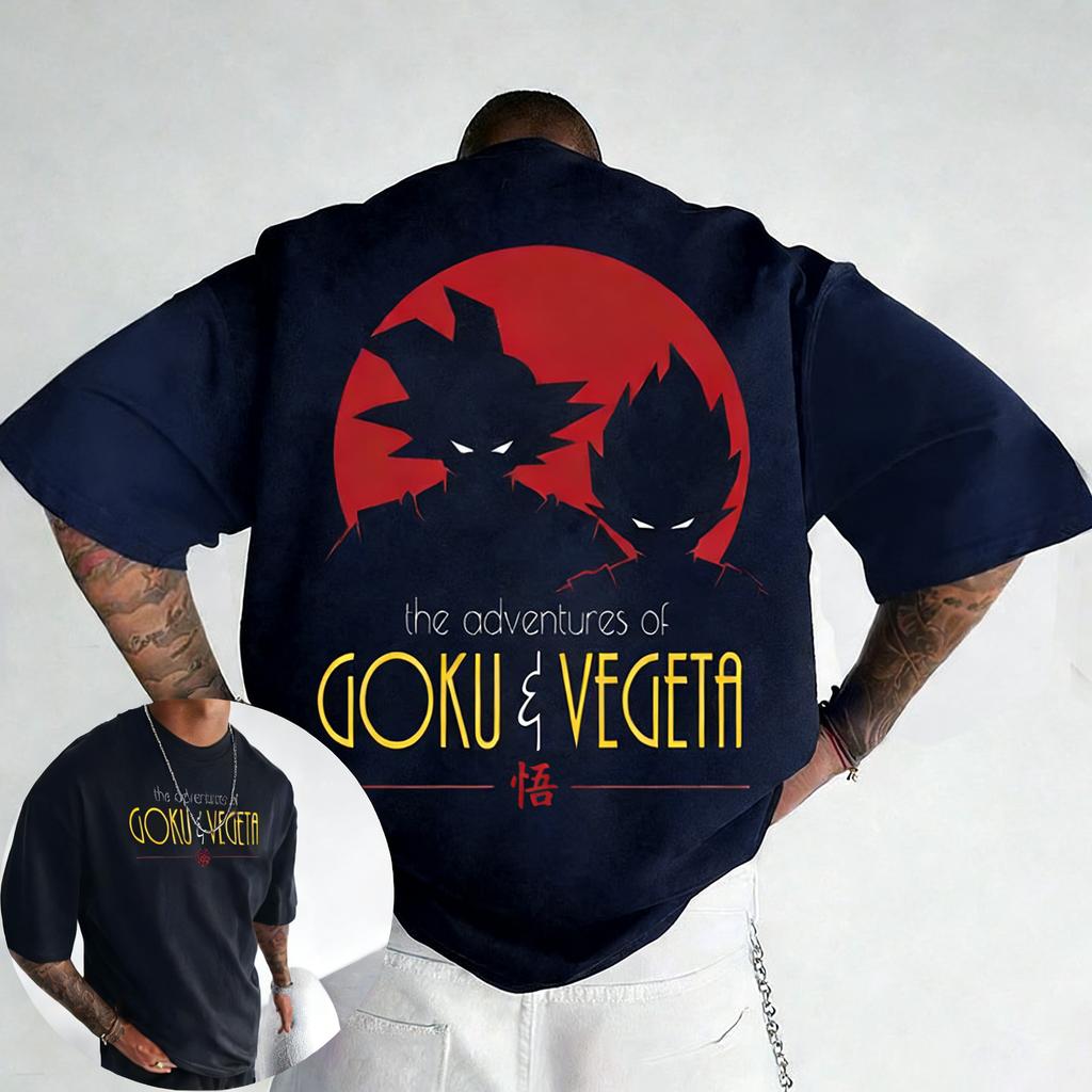 Anime Dragon Ball Trendy Casual Print Digital Direct Spray Heavyweight Pure Cotton Tshirt Mens and Womens Short Sleeved Shirt