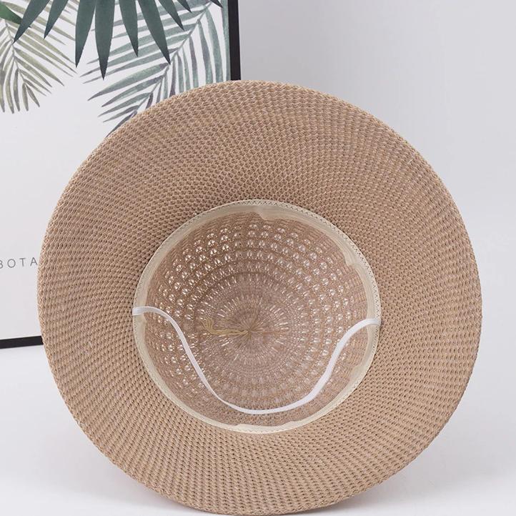 WTEMPO Female Solid Color Spring Summer Foldable Sunscreen Hats Wide Brim Travel Beach Breathable Sun Hats with Flower Bow