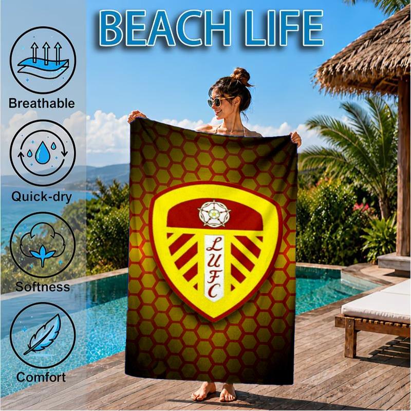 Asciugamano da Spiaggia in Microfibra con Stampa dello Stemma di Leeds, Morbido e Assorbente, Asciugatura Rapida, Ideale per Viaggi Estivi, Essenziale per la Spiaggia, Piscina