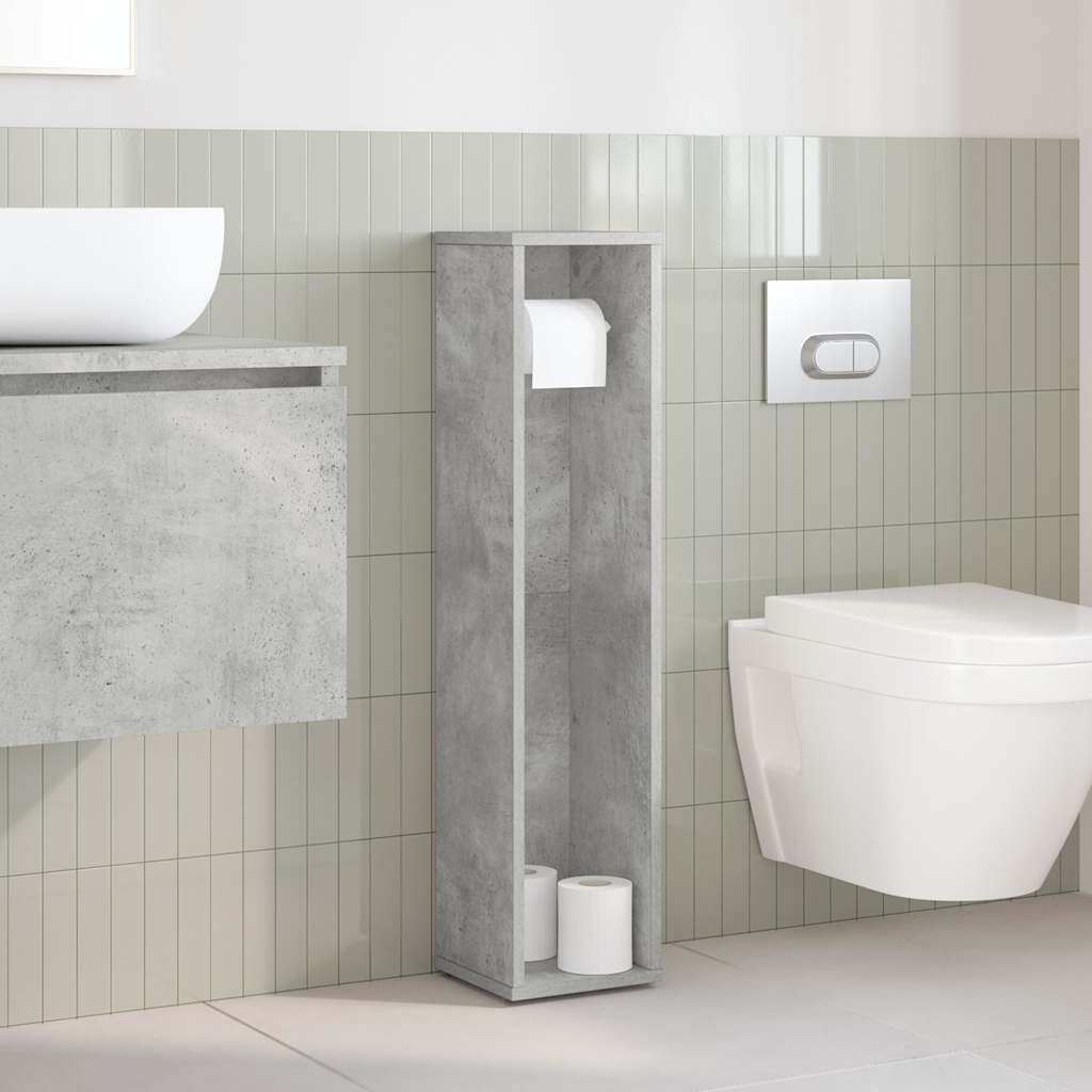 Bathroom Cabinet with Toilet Paper Holder Concrete Grey 20.5 X 20 X 90 Cm