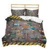 Construction Vehicle Excavator 3D Digital Printing Bed Three-Piece Quilt Kit