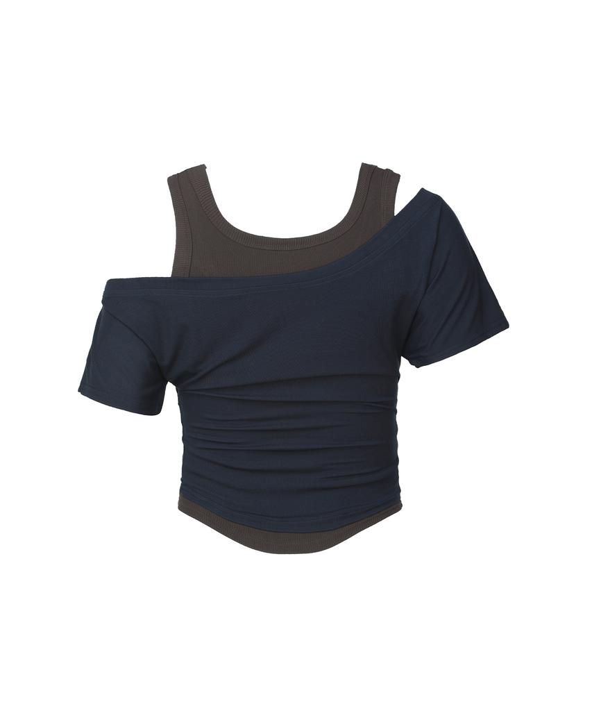 Sekeonmonollogeu Layered Off-Shoulder Set [Navy]_Sewts021Navy