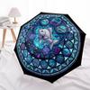 Futuristic Fish Mandala Pattern Umbrella, Portable and Foldable Design, 8 Ribs, a Casual Accessory for Halloween, Christmas, and Birthday Gifts.