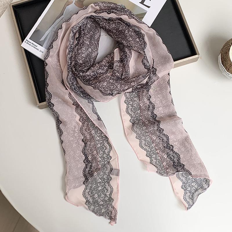 New silk scarf premium printing loose multi-purpose simple polka dot headband leopard print sweet cool streamer