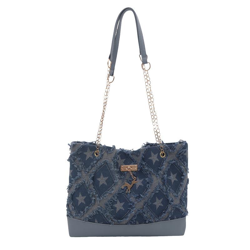 

Denim bag women s new fashion niche design shoulder underarm bag versatile chain crossbody bucket bag