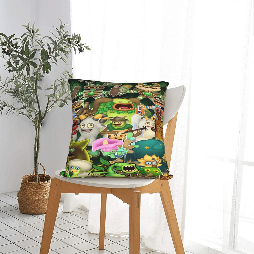 My S-Singings M-Monsters Pillow Case  Kawaii Pillow Cover Graphic Pillowcases For Living Room Sofa