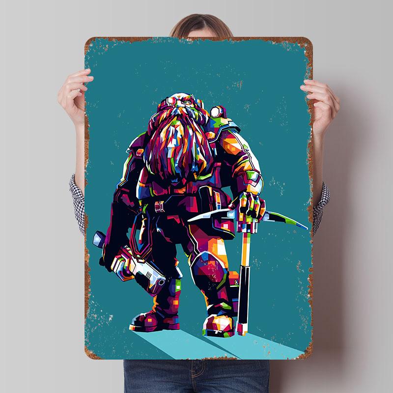 

Deep Rock Galactic Dwarf Pop Art Poster Customized Wall Art Vintage Metal Signs Retro Tin Plaque for Man Cave Luxury Home Decor 7.9x11.8In(20x30cm)