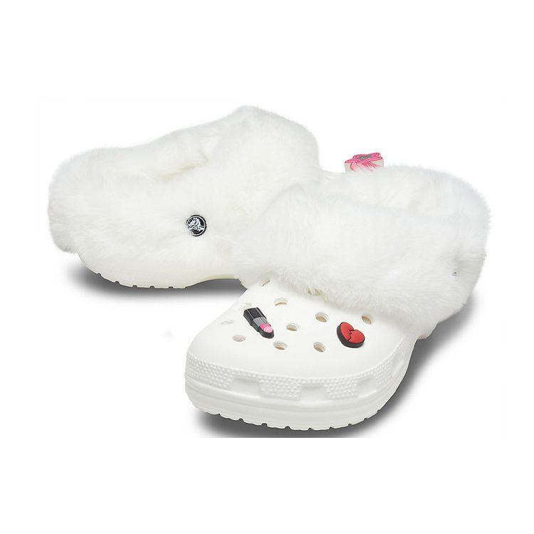 Crocs Unisex Classic Mammoth Charm Clogs White Lightweight Comfort Slip On 207409-100