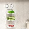 Foldable Wall Shelf Suction Cup Space-Saving Organizer 3 Tier Foldable Storage Shelves Prep Station For Kitchen Dining Room