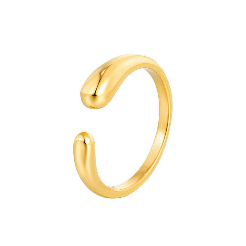 Simple Open Water Drop Ring, Titanium Steel Electroplated High-end Ring, Niche Geometric Accessories for Women