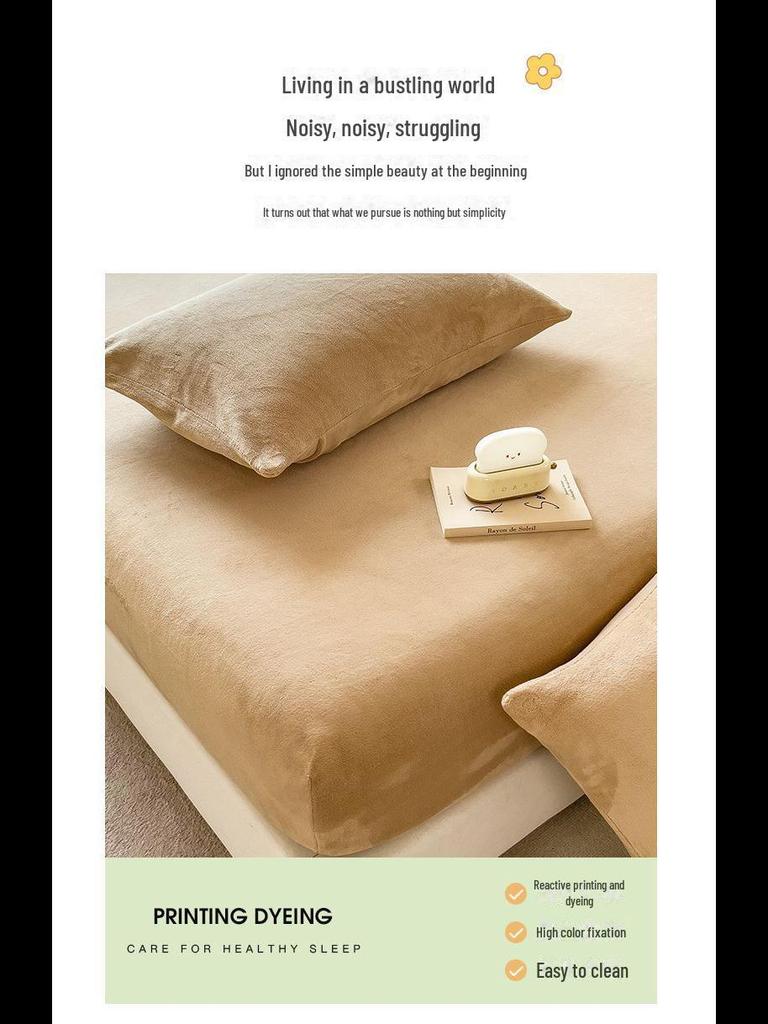 Pure Color Milk Velvet Winter Bedspread - Plush, Thick, Single Bed Sheet