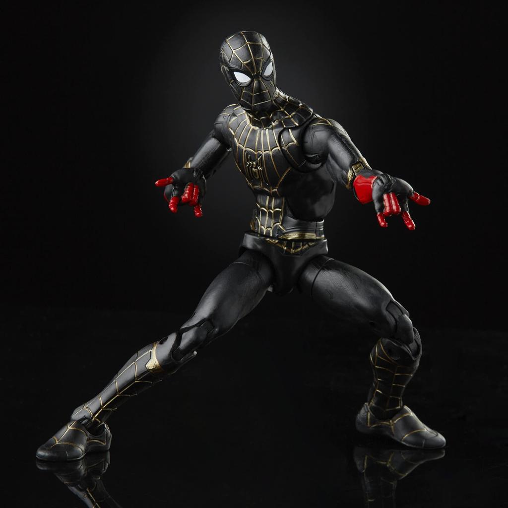 Hasbro Marvel Legends Series No Way Black Gold Suit Actionfigur mit Teilen "Spider-Man Home" & Spider-Man 6-Zoll F3019, Authentisch, Build-a-Figure