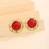 Vintage Cat Eye Textured Sunflower Stud Earrings – Luxury Geometric Metal Style for Women