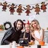2 Pcs Halloween Vintage Bunting Banner Wooden Witch Pumpkin Scarecrow Hanging Banner Garland for Halloween Party Horror Home Wall Decor