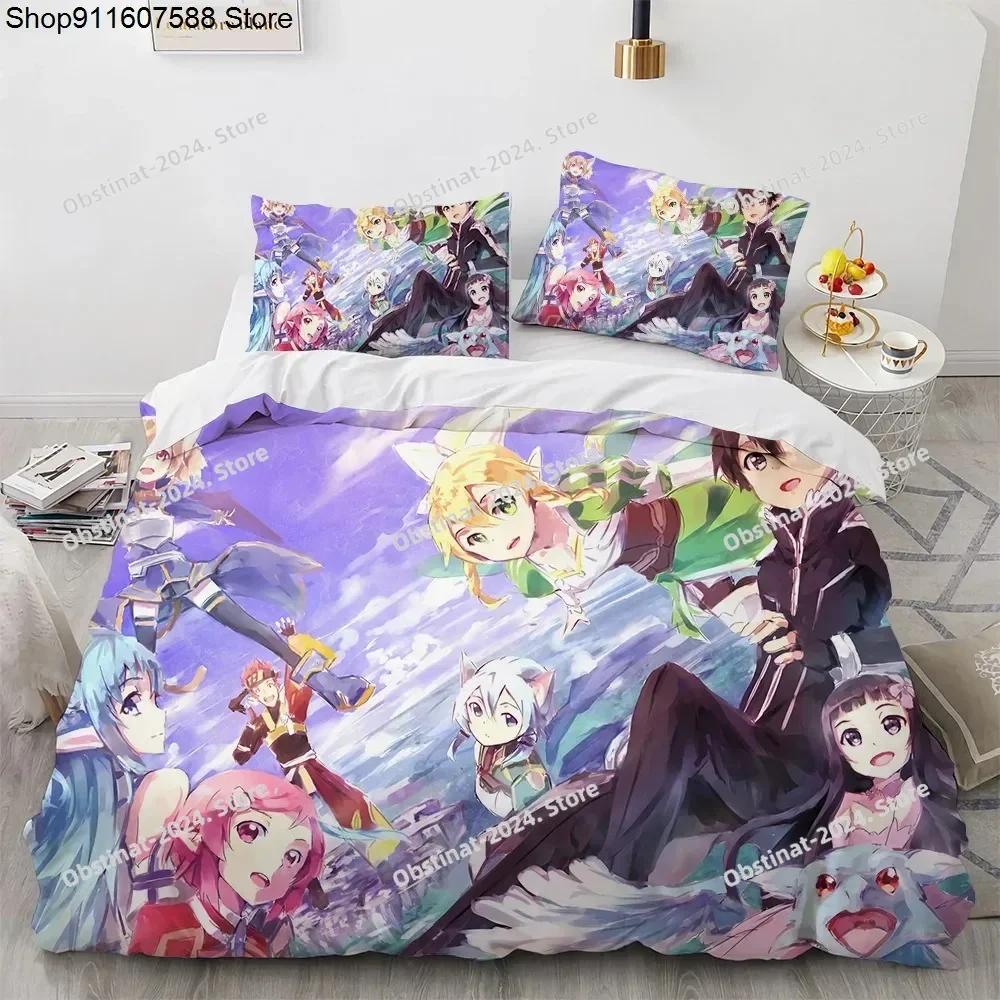 Sword Art Online Bedding Set Printed Bed Set With Pillowcase Duvet Cover Soft Single Double Queen Super King Size Adults Kids