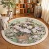 Round Rug Living Room Carpet Soft Bedroom Bedside Floor Mat Plants Flowers French Retro Anti-slip Carpets Home Ddecoration Tapis