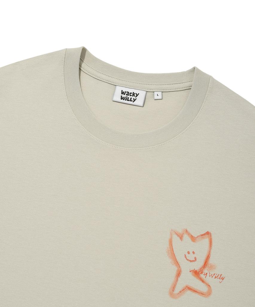 WACKY WILLY Kiki Graffiti Short Sleeve T-Shirt Light Gray