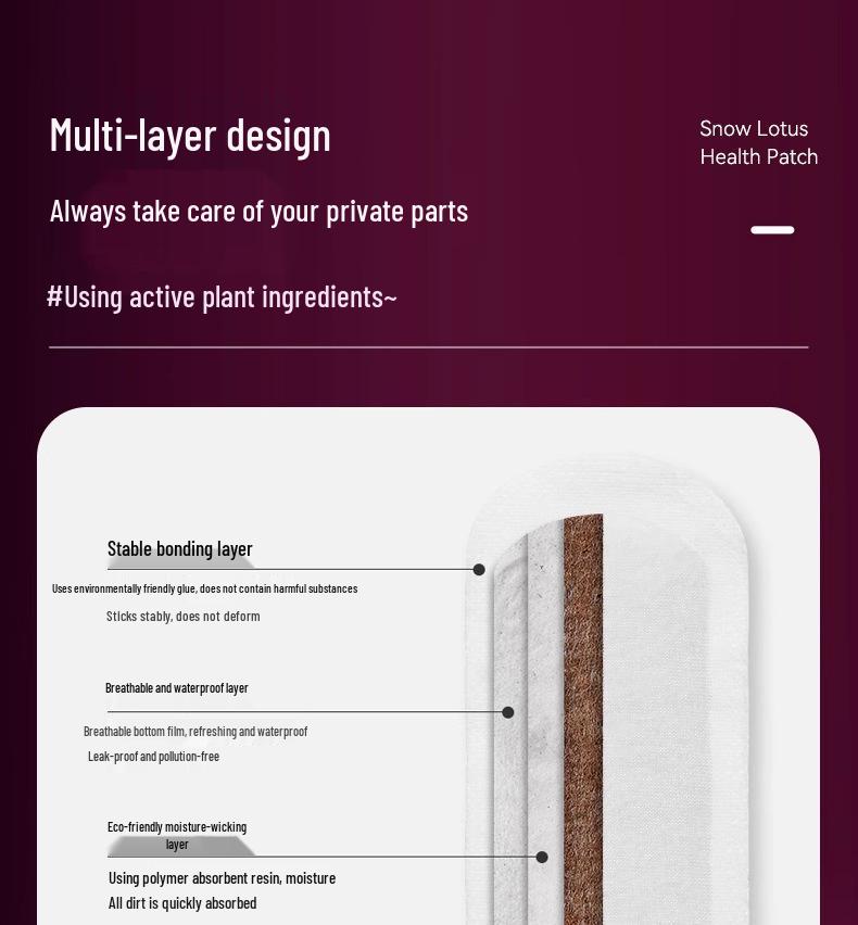 Absorventes Hidratantes Antibacterianos à Base de Ervas Snow Lotus para Higiene Íntima Feminina