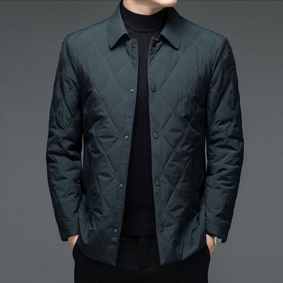 Pánsky ľahký bavlnený kabát, Jesenný a zimný bavlnený kabát, Teplý kabát pre stredný vek, Business casual klopa, Vatovaná bunda pre otca