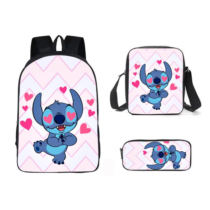 Stitch Cartoon Backpack For Kids Oxford Fabric Waterproof School Bag With Breathable Straps
