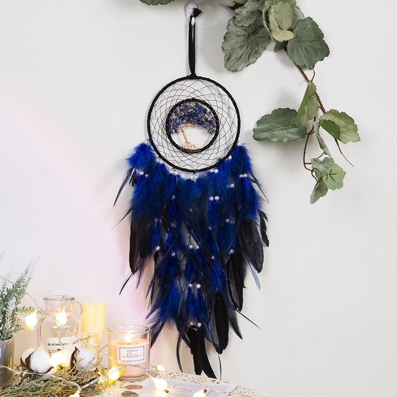 Tree of Life Dream Catcher Handmade Pink Gravel Wall Hangings Feather Craft Home Decor Wind Chimes DreamCatchers Room Decorate