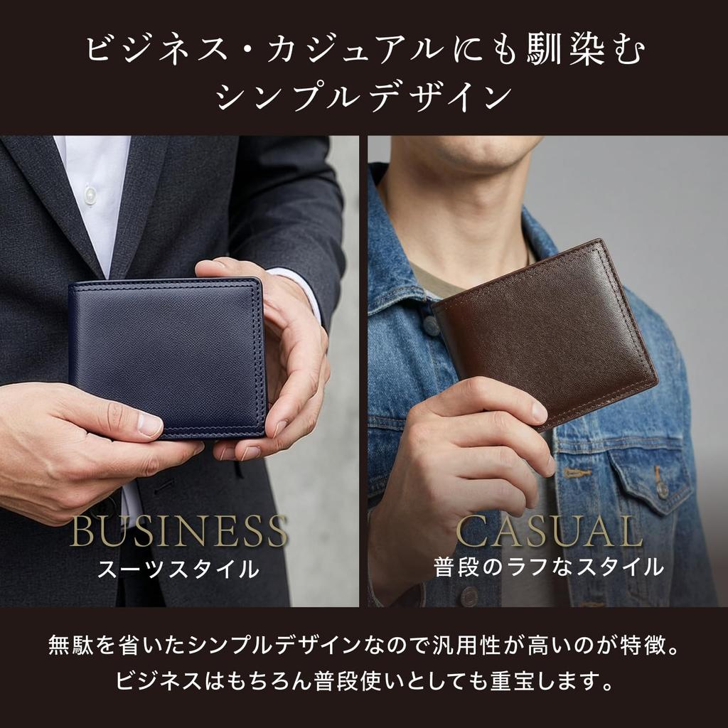 The ultimate simple goat leather bifold wallet for Large genuine coin large hidden Best value for [Threes] wallet. Ultra-lightweight men. capacity,