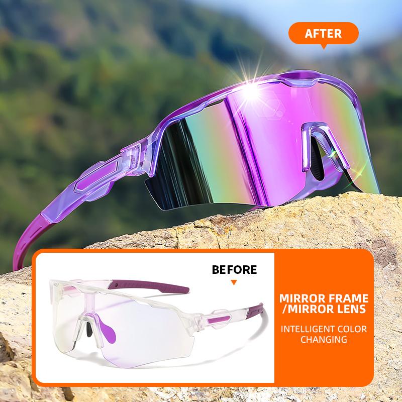 Color Changing Photochromic Glasses for Men & Women - Oversized PC Lens, Composite Frame, UV400 Protection