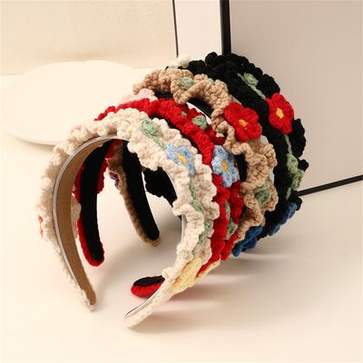 Neue Mode Kinderhaaraccessoires handgestricktes Wollstirnband Dame süßes Mädchen Herz Blume breites Stirnband Haaraccessoires