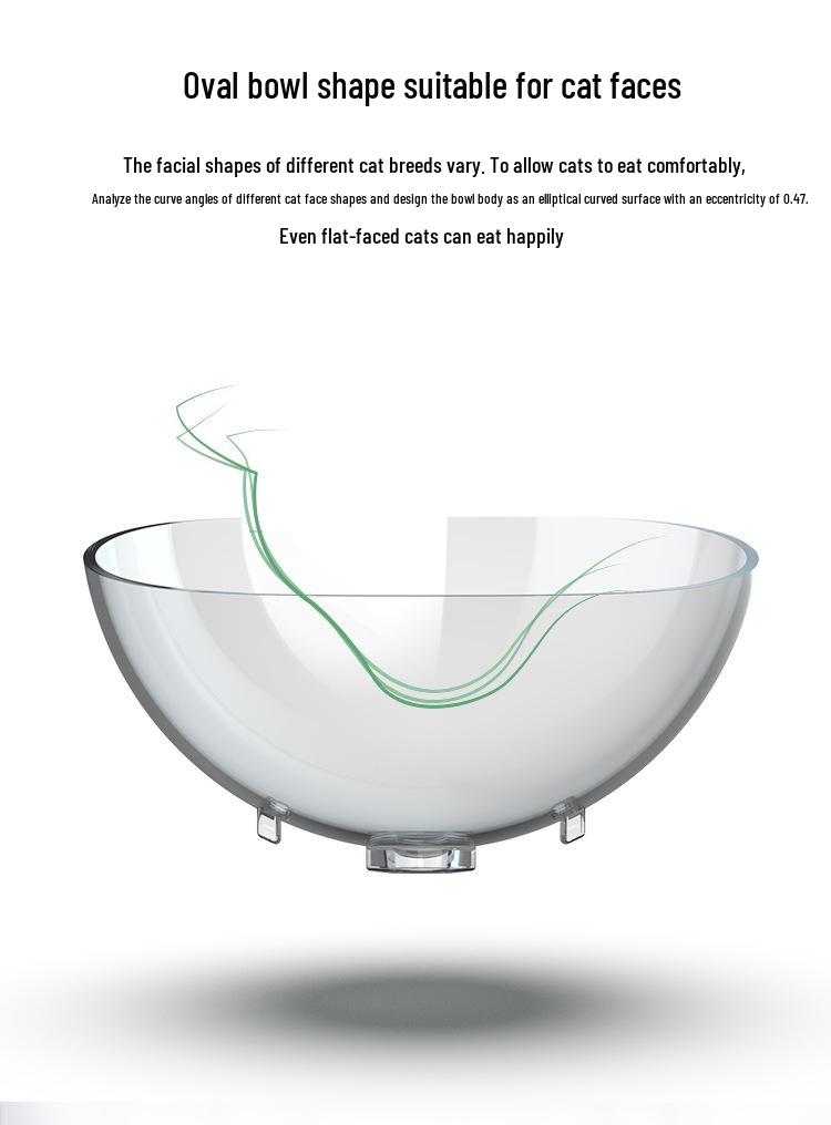 Pet Cat & Dog Transparent Double Bowl - Angled Food & Water Feeder with Neck Protection
