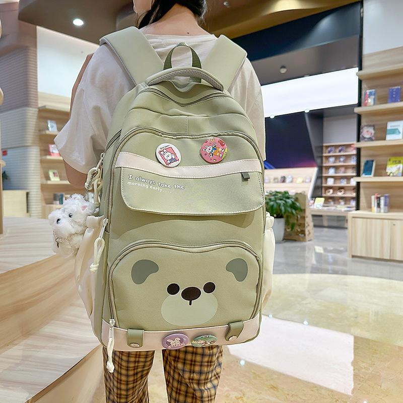 New High-value Harajuku Fresh and Sweet Candy-colored Bear Backpack, Lightweight and Large-capacity Backpack for Junior High School Students