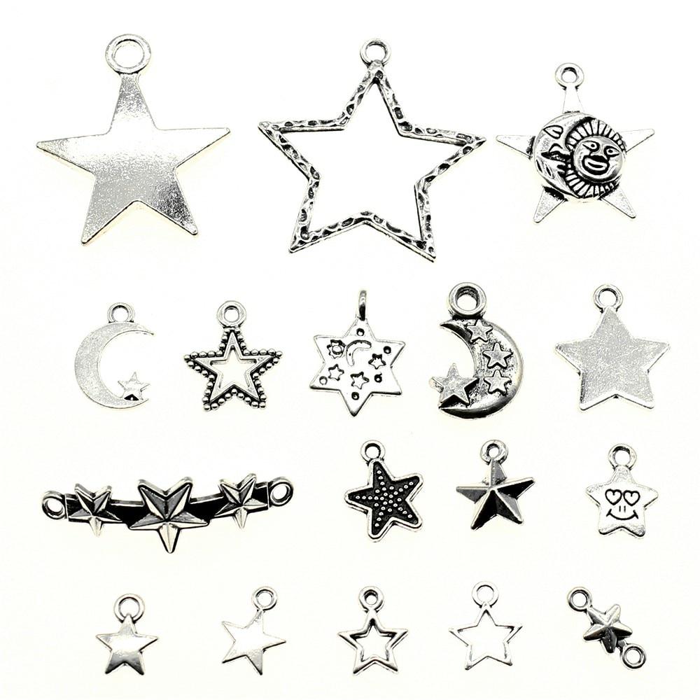Breloques pendentif en métal, 30 grammes, soleil, lune, étoile, fournitures aléatoires pour les résultats de bijoux, composants K1296