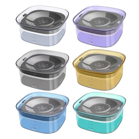 Pet Water Bowl No Spill 2L Spill Proof Clear Dog Water Bowl Anti Splash No Mess Cat Water Dispenser for Sloppy Messy Drinkers