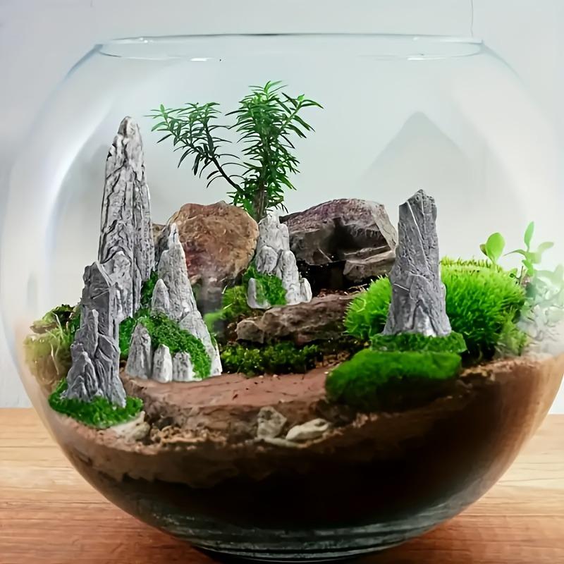 28pcs Mini Artificial Mountain Decoration for Zen Garden Resin Bonsai Accessories Small Sculptures for Decorative Pots Fish Tank