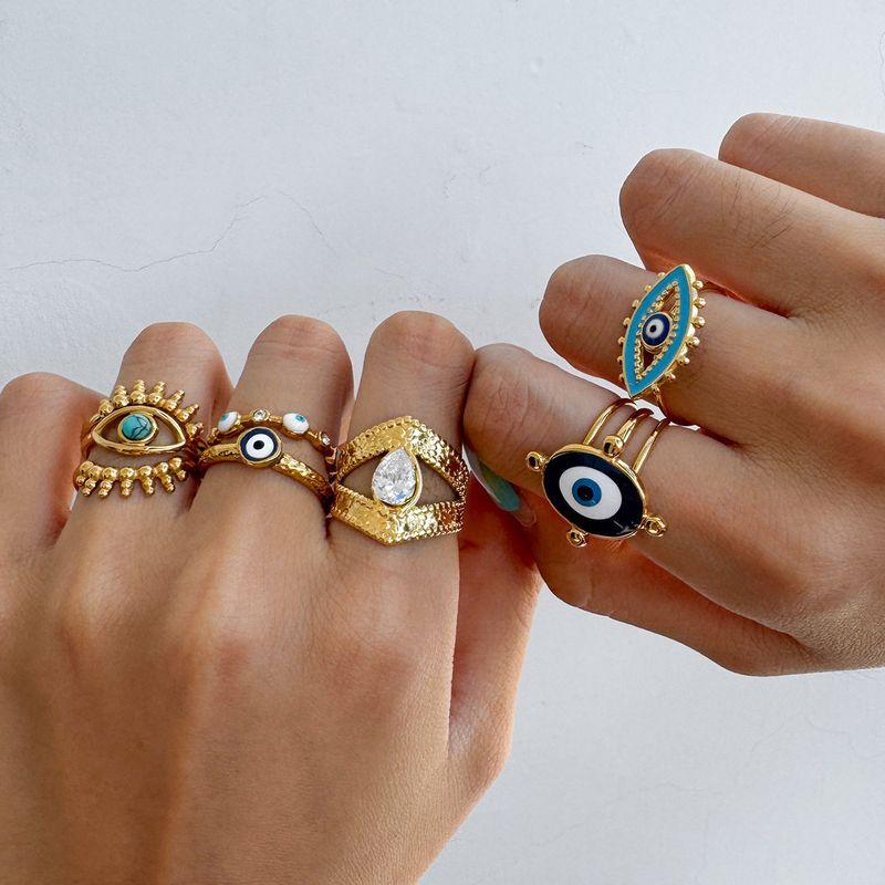European and American Fashion Devil's Eye Titanium Steel Plated 18K Gold Ring Niche Original Design High-End Jewelry That Does Not Fade