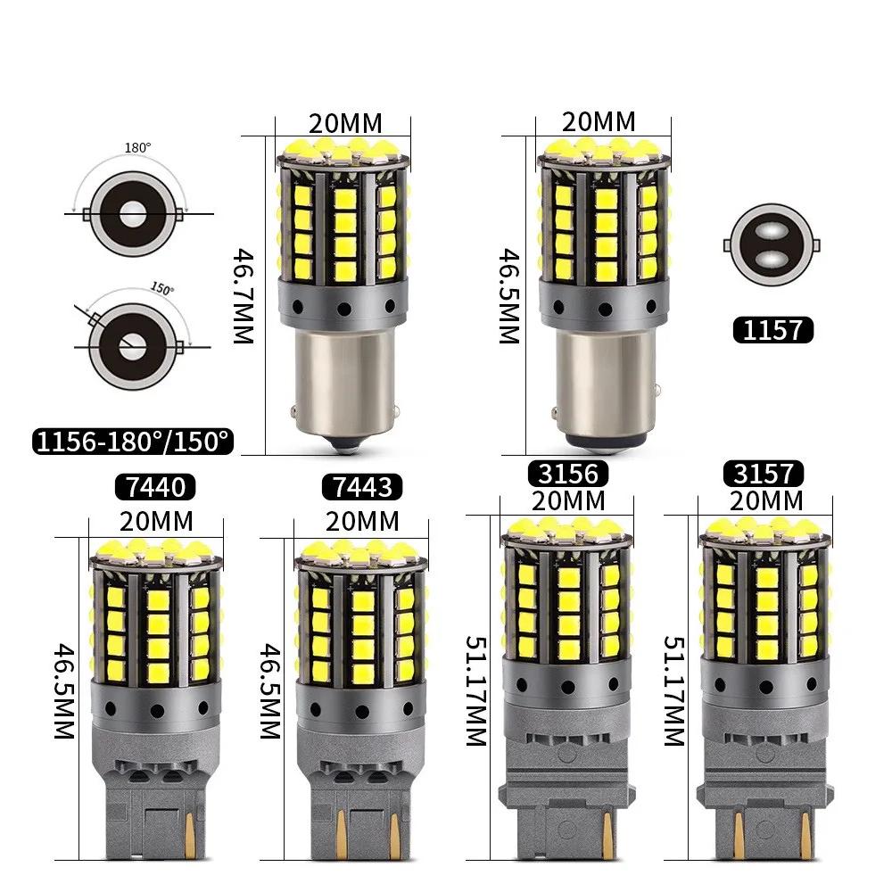 Turn Signal Reverse Brake Light Bulbs 1156 BA15S P21W BAU15S PY21W1157 BAY15D P21/5W LED Canbus 3030 44SMD 7440 7443 W21W T20