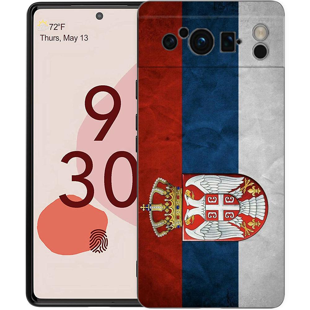 

Чехол для телефона с флагом Сербии для Google Pixel 8 7 6 Pro 6A 5G, черный, мягкий, противоударный, задняя крышка, силиконовый чехол из ТПУ Pixel 7 Pro